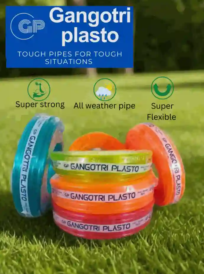 "Gangotri Plasto PVC Garden Pipes – Super Strong, All-Weather & Flexible" "Gangotri Plasto PVC Garden Pipes – Super Strong, Crack-Proof & Weather-Resistant"